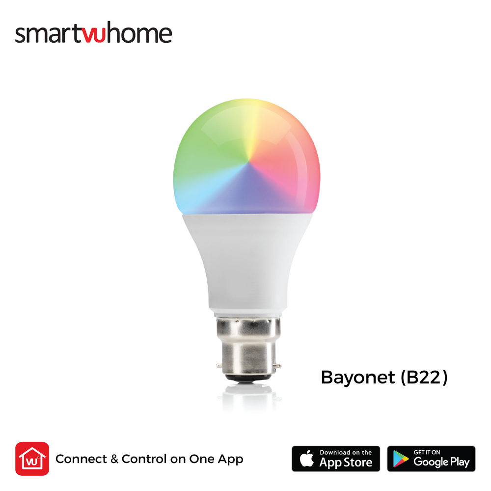SmartVU Home™ Smart Bulb - 9w RGB Colour & Cool - Warm White (Wifi-B22)
