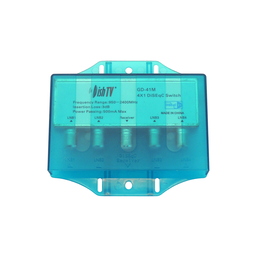 Commutateur DiSEqC 4/1 étanche - Pour Antenne Satellite - 4 Entrées, 1 Sortie - Fréquence 950-2400 MHz - Compatible DiSEqC 2.0